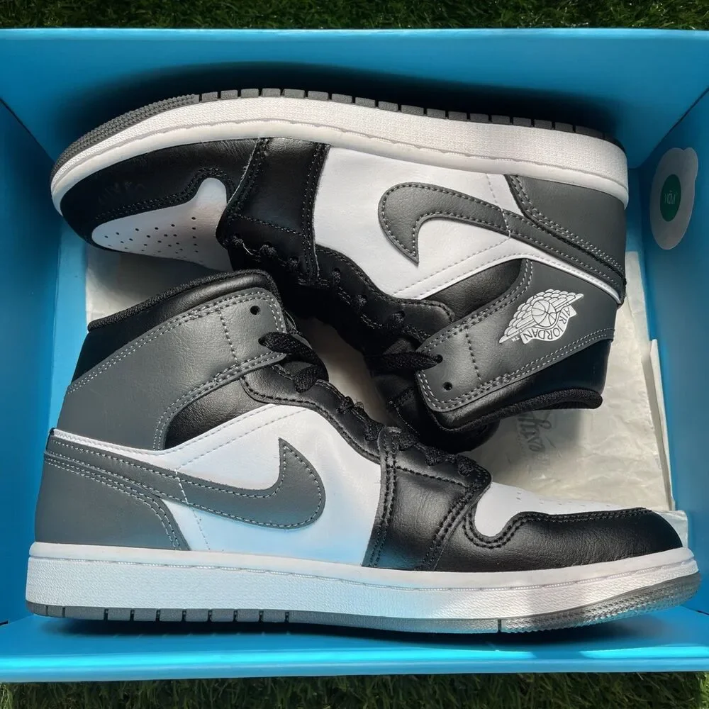 Nike Air Jordan 1 Mid Black Iron Grey White DQ8426-001 Men's Size 8